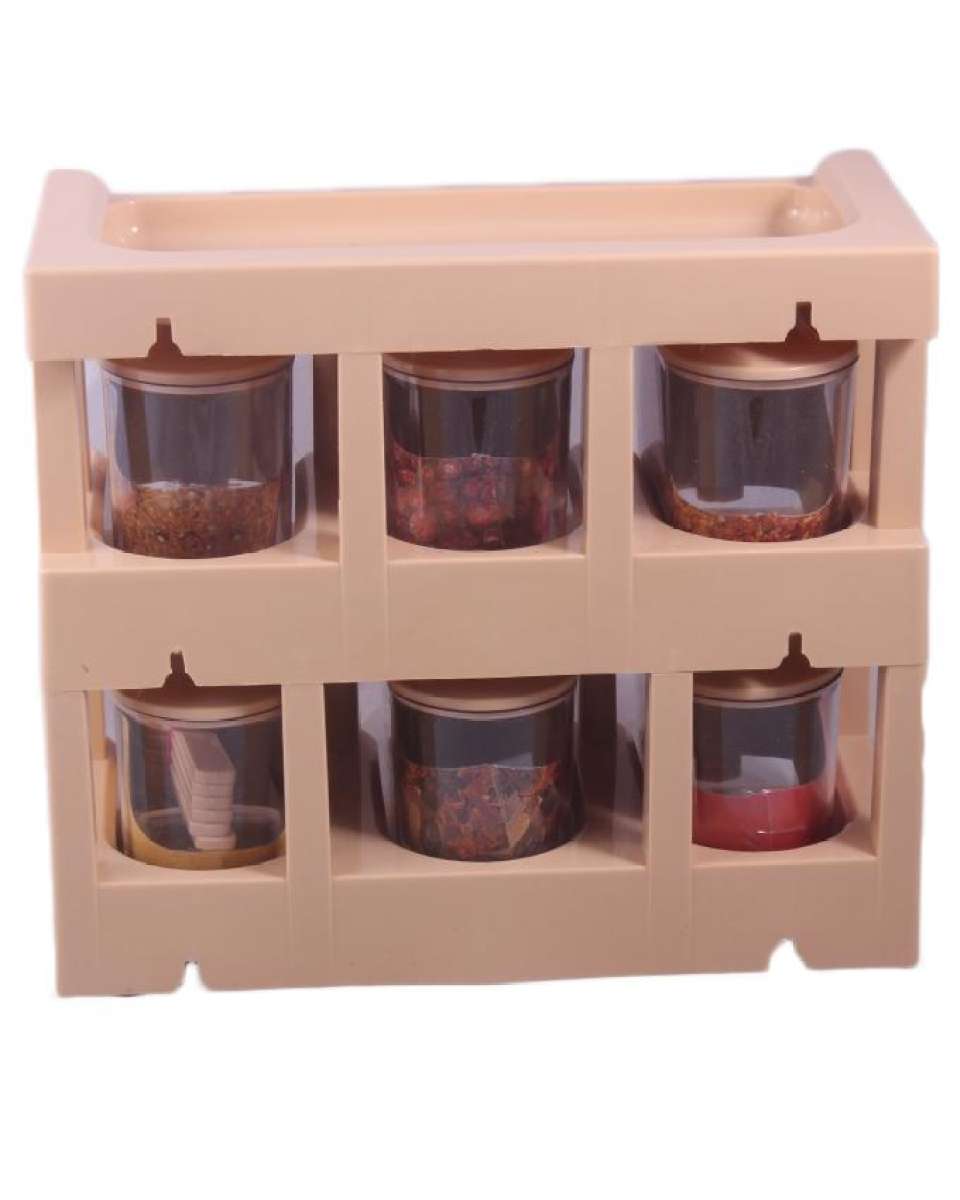 MasterChef Spice Rack With 6 Spice Jars – Beige