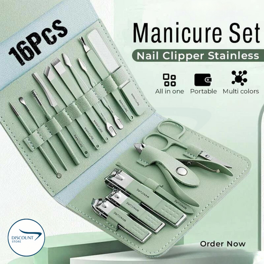 16 Pcs Stainless Steel Manicure Set - (IMPORTED)