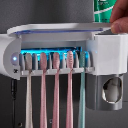 Toothpaste Dispenser & Toothbrush Holder With UV Sterilizer